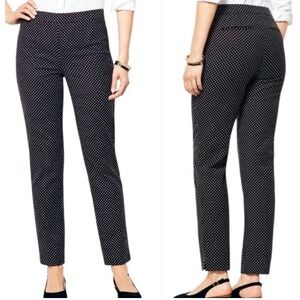 Talbots Chatham Ankle Pants Womens 14P Black White‎ Polka Dot Side Zip Stretch